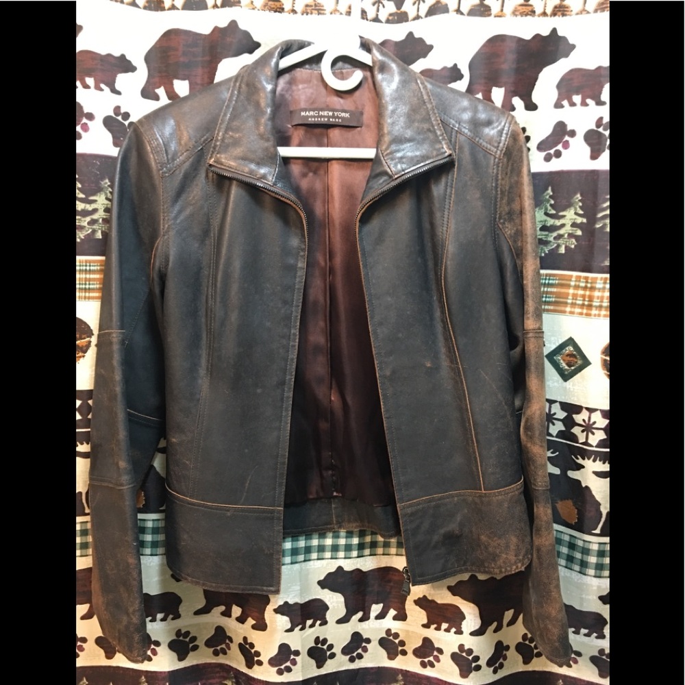 Distressed Brown leather jacket